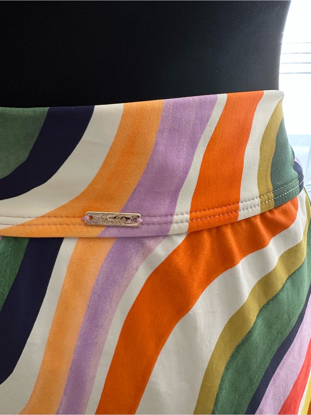 Anne cole 3 piece swimsuit set Raibow wave print -Bikini top swim skirt zip L/XL - Picture 12 of 16
